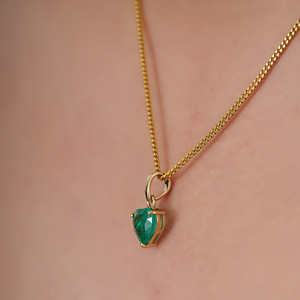 Good Quality Best Price Minimal Natural <b>Emerald</b> Heart Shape <b>Pendant</b> Latest Design 14K Solid Yellow Gold May Birthstone Jewelry - Product Image 4