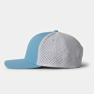 Wholesale Custom Logo Two Tone Perforated Golf Cap 6 Panel Mid Profile Waterproof Rope <b>Hat</b> with Laser Cut Holes Performance <b>Hat</b> - Product Image 3