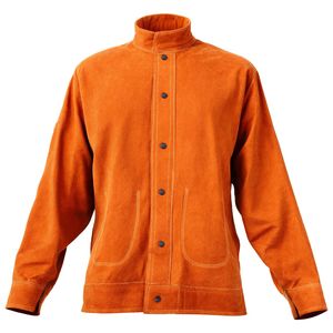 Veste de soudage en cuir de vachette robuste avec 4 poches, résistante aux flammes et à la chaleur, imperméable, vêtements de sécurité pour pompiers - Product Image 1