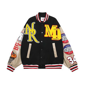 Chaquetas de Béisbol Deportivas con Logotipo Personalizado, Chaqueta Varsity Estilo Puffer, Cortavientos con Múltiples Parches, Ropa Exterior Personalizada al por Mayor - Product Image 1