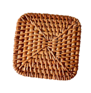 Rattan Coaster <b>Placemat</b> With Holder Bohemian Square Round Woven <b>Placemats</b> Rattan Coaster Set Dining Insulated Woven Basket - Product Image 6