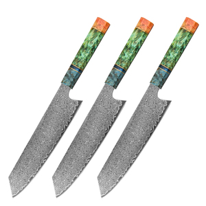 Cuchillo de Chef de Acero de Damasco de 8 Pulgadas con Mango de Madera Estabilizada de Color, Cuchillo de Cocina Profesional Afilado para Cortar Verduras y Carne - Product Image 2