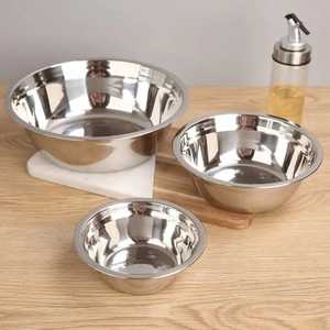 High Grade Stainless Steel Deep Serving Bowl <b>Brushed</b> Metal Salad Bowl <b>Round</b> Fruit Basin Heavy Duty Kitchen Mixing Bowl Large - Product Image 5