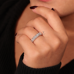 Anillo de Boda de Media Eternidad con Diamantes Cultivados en Laboratorio de 3MM, 0.90 CTW VVS, Chapado en Rodio, Oro Sólido de 14K/18K, Platino 950, Venta al Por Mayor - Product Image 2
