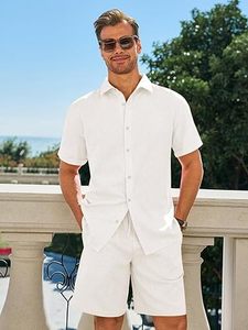 Men Summer <b>Knitted</b> Embroidered 100% Cotton Quick Dry Short Sleeve Custom Logo Joggers Suits <b>Set</b> Shirt and Short <b>Set</b> - Product Image 1