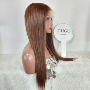 Pelucas de cabello humano 100% vietnamita, 24 pulgadas, lisas, color marrón, con cierre de encaje HD - Product Image 3