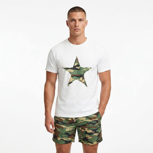 Custom Wholesale Heavyweight Cotton Streetwear Y2K Star Graphic Print Desert Texture Pattern Mens Tracksuit <b>Set</b> - Product Image 2