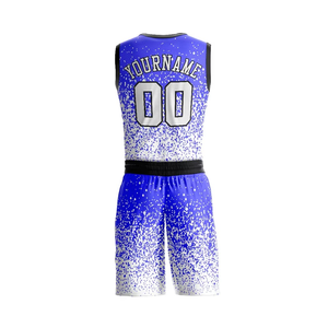 Ensemble de maillots de basket-ball sublimés personnalisés, nom de l'équipe, numéro, tissu respirant, vêtements de sport unisexes pour adultes, design bleu et blanc - Product Image 3