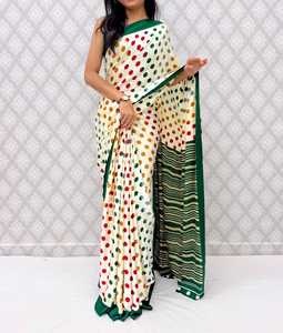 Soft Premium <b>Satin</b> Silk <b>Saree</b> with Designer Contrast Border Party Wear Quick Dry & Modern Style for All Seasons - Product Image 3