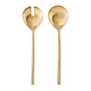 Contemporary Metal Salad Serving Set Decorative Flatware for Fruit Salad <b>Pasta</b> Presentation - Product Image 1