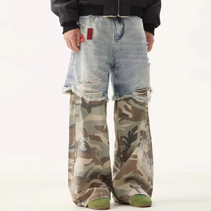 Jeans en denim unisexe surdimensionnés, coupe large, délavés, grande taille, personnalisables, pour hommes, vente en gros à prix compétitif - Product Image 6