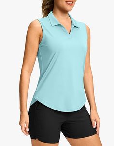 OEM Moisture Wicking Ladies Sleeveless Golf <b>t</b> <b>Shirts</b> Lightweight Athletic Training Polo Top V-Neck Collared Sports Tank Tops - Product Image 4