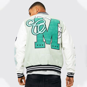 เสื้อแจ็คเก็ตวาร์ซิตี้บุรุษคุณภาพสูงปักลายตามสั่ง แขนหนัง โลโก้ด้านหน้า ระบายอากาศได้ดีและแห้งเร็ว - Product Image 2