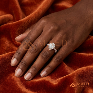Rose Gold Plated Pear Cut Halo Engagement <b>Ring</b> Women Twisted <b>Split</b> Shank Pave Band American Diamond CZ Wedding <b>Ring</b> - Product Image 4