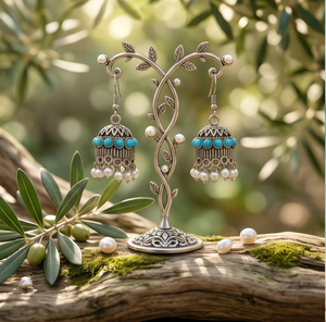 DIVYORO TURQUOISE PEARL JHUMKA - Product Image 4