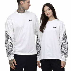 เสื้อยืดผู้ชายพิมพ์ลายมังกร ยูนิเซ็กซ์ ผ้าฝ้าย 100% แขนยาว คอกลม สตรีทแวร์ โลโก้สั่งทำด้านหน้า ผลิตจำนวนมากแบบ OEM - Product Image 1