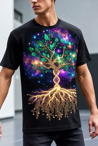 เสื้อยืดแขนสั้นสีดำสำหรับผู้ชาย คอกลม ทรงโอเวอร์ไซส์ สไตล์ลำลอง ผ้าเจอร์ซีย์คอตตอน 100% พิมพ์ลายซิลค์สกรีน น้ำหนัก 220 กรัม ระบายอากาศได้ดี - Product Image 4
