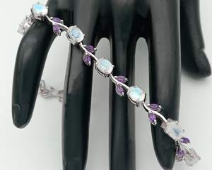Moonstone Amethyst <b>Bracelet</b> 925 Sterling Silver Colorful Natural Gemstone Jewelry Handmade Elegant Gift For Women - Product Image 6