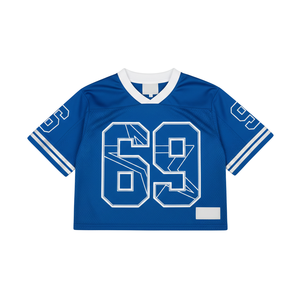 Camiseta Corta Oversize de Malla con Logo Personalizado para Mujer, Estilo Urbano, Hombros Caídos, Holgada, para Verano, Camiseta de Fútbol Americano para Dama - Product Image 2