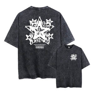 T-shirt décontracté en coton à manches courtes pour homme, style vintage délavé, imprimé streetwear, hip-hop, rétro, punk, Harajuku, effet délavé à l'acide - Product Image 6