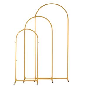 Set di tre archi nuziali in ferro battuto da 5,9ft+4,9ft+3,9ft, fondale superiore in ferro con finitura oro naturale, fondale metallico per fioriere - Product Image 1