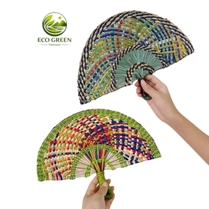 Ventilador de mano de hierba marina ecológico TRENDY 2026, hecho a mano, tejido natural, ideal para playa, decoración del hogar, viajes y como regalo. - Product Image 3