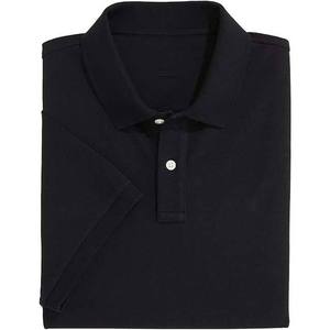 Polo à manches courtes pour homme, noir, uni, décontracté, tricoté, 100% coton, boutonné devant, coupe classique, tissu piqué anti-rides - Product Image 1