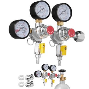 Regolatore di Pressione CO2 per Impieghi Gravosi con Triplo Manometro 0-60 PSI, Sistema Gas Propano, Valvola di Non Ritorno per Birra alla Spina - Product Image 1