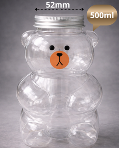 Jarra de Plástico PET de Alta Calidad de 500 ml con Forma de Oso, Tapa de Aluminio, Diseño de Logotipo con Impresión Digital, Orificio para Pajita, Disponible en Stock, Fábrica en Vietnam - Product Image 4