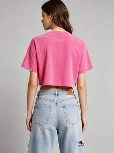 Camiseta Corta de Verano para Mujer, 100% Algodón, 120g, Estilo Vintage Lavado, con Impresión Personalizada, Secado Rápido y Ecológica - Product Image 5