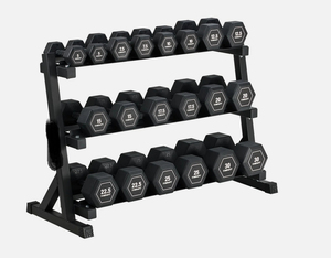 2026 BEST 60kg Rubber <b>Dumbbell</b> Set with 3-Tier Weight Rack for Body and Arm Workout - Product Image 5