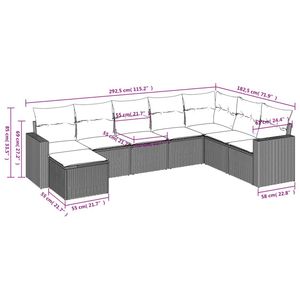 Juego de sofás de patio de ratán sintético negro de 8 piezas con cojines, elegantes muebles de exterior - Product Image 3