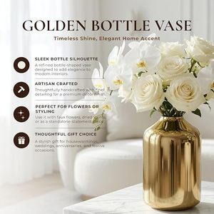 Vase de table moderne en laiton avec finition dorée, idéal pour la décoration de mariage - Product Image 5