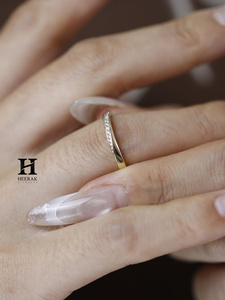 Minimalist 14K Yellow Gold Twisted Mobius Diamond Band Pave Set Lab Grown Diamond Wedding Ring for Women Custom Jewelry - Product Image 6