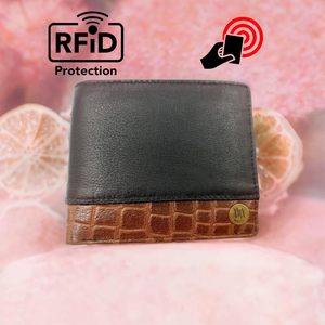 WRIZA Coffret cadeau ouvert en cuir véritable premium avec blocage RFID pour hommes |   Portefeuille, stylo, porte-clés, texture croco, coffret combo |   Anniversaire - Product Image 4