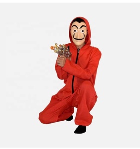 Money Heist La Casa de papel Salvador Dali Mask ชุดจั๊มสูทสีแดงสำหรับผู้ใหญ่ฮาโลวีนคอสเพลย์และปาร์ตี้ - Product Image 2