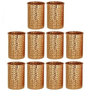 Copper tumbler vertical design straight body ayurvedic hydration <b>cups</b> eco <b>reusable</b> durable for modern kitchen home use - Product Image 2
