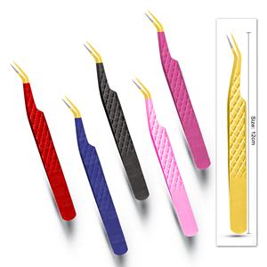 Pince à épiler japonaise en acier inoxydable nouveauté pointes pointues semi-incurvées cils faciles à ramasser volume de 90 degrés outil de beauté en fibre - Product Image 3