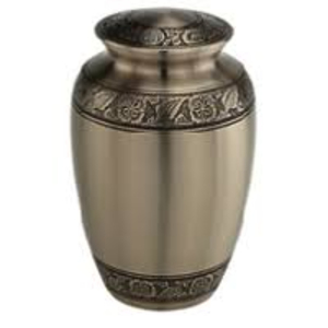 Brass Cremation Urn Memorial Jar <b>Container</b> Medium Size Urn For Funeral Ashes Burial Floral Engraved Metal Urn Blue Silver Urn - Product Image 2