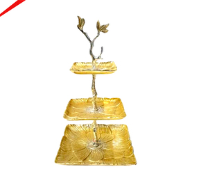 Fancy Look Metal <b>Cake</b> <b>Stand</b> With Flower Design Round Shape Gold Finished <b>3</b> <b>Tier</b> Birthday Party Pastry & <b>Cake</b> <b>Stand</b> - Product Image 2