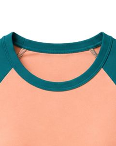 <b>Peach</b> Pink And Teal Blue Raglan T Shirt For Women Casual Crew Neck Short Sleeve Soft Cotton Blend Summer Fashion <b>Top</b> - Product Image 5