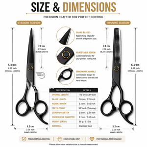 <b>Barber</b> Thinning <b>Set</b> Stainless Steel Sharp Blade Right-Handed Hair Cutting Scissors - Product Image 4
