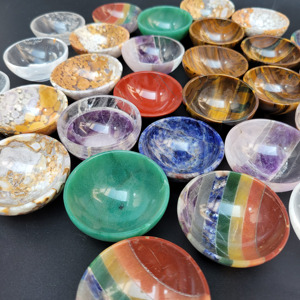 ชามคริสตัลสีฟ้าทำด้วยมือขนาดเล็กอัญมณีธรรมชาติของตกแต่งบ้านของขวัญแห่งความรักที่ดีที่สุดสำหรับการทำสมาธิการรักษาเรกิแกะสลัก - Product Image 5