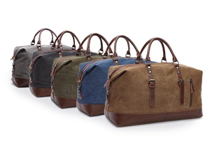 Sac de voyage en toile avec fermeture éclair, durable, marron, bleu, vert, gris, bleu foncé - Product Image 1