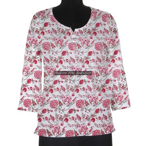 Beautiful Hand <b>Block</b> <b>Printed</b> Cotton Women Tunic Floral <b>Printed</b> Cotton Top For Beach Wear Autumn Women Clothing Jaipur Hand <b>Block</b> - Product Image 1