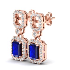 REYES Pendientes de Plata de Ley 925 de Alta Calidad con Moissanita, Joyería Fina para Boda, Corte Esmeralda, 2 Quilates, Gema de Zafiro Azul - Product Image 3