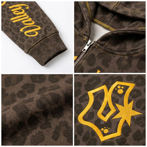 Valley Dreams Survêtement décontracté pour femme à imprimé léopard, à capuche, avec fermeture éclair intégrale et motif lettres sur le corps - Product Image 6
