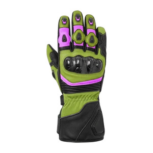SAAR INDUSTRIES Racing <b>Gloves</b> Full Finger <b>Leather</b> <b>Green</b> Pink Touchscreen Compatible Unisex Riding Universal Season Waterproof - Product Image 3