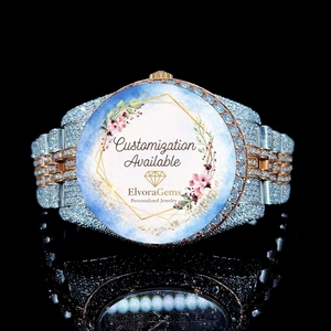 Reloj Inteligente ElvoraGems para Mujer, Caja Redonda de Acero Inoxidable, Correa con Gemas, Personalización Disponible - Product Image 1