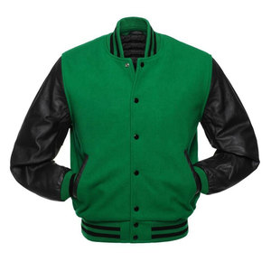 แจ็คเก็ตเบสบอลวาร์ซิตี้ผ้าวูลแบบเรียบคุณภาพสูง พร้อมโลโก้ปักไหมพรมวูลลายการ์ตูนพรางตัว ติดกระดุมด้านหน้า - Product Image 1
